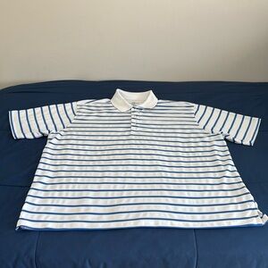 Desert Classic striped white golf polo in 100% poly. Men XL. Like new condition.